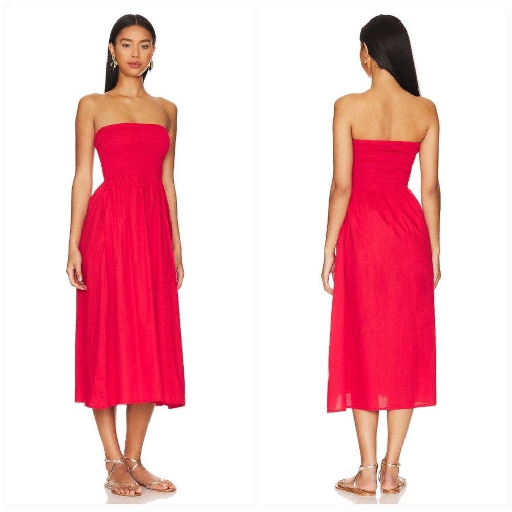 Faithfull the Brand Midi Dress in Cherry Tomato Red NWOT